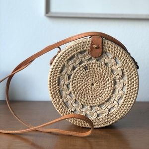 Woven Rattan Circle Crossbody